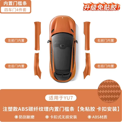 Fiber Pattern Upgraded Version Welcome – Dekorativ pedal başlıqları - yu7-coral-orange-adhesive-free-built-in-carbon-pattern-threshold-strip-set-of-four
