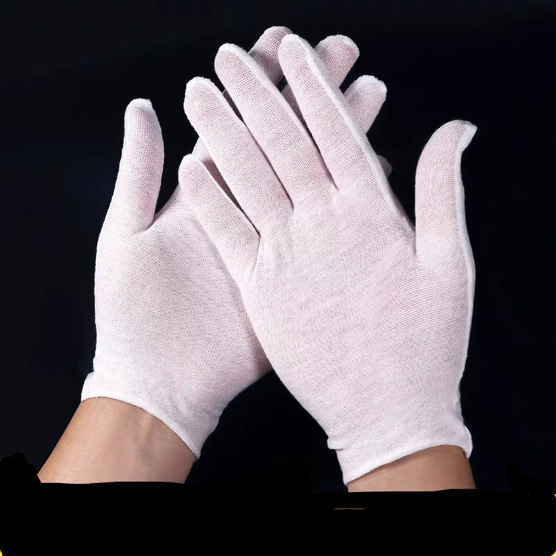 工厂批发舒适通用棉手套透气白色纯棉文玩礼仪作业棉手套