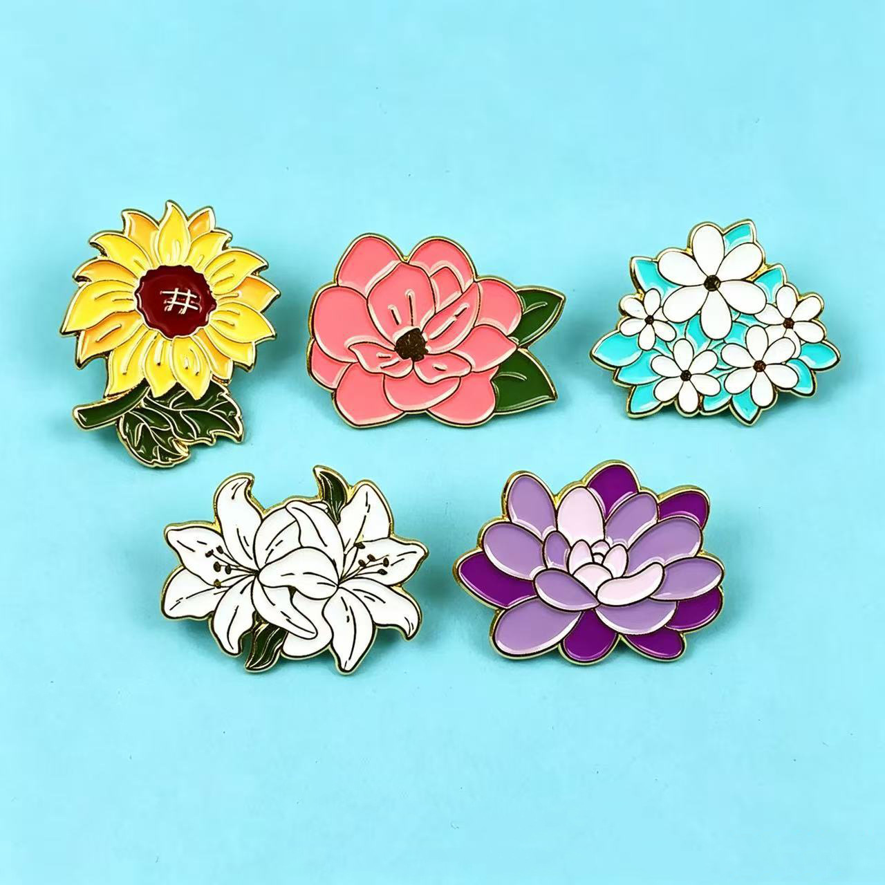 Broche de flor de planta creativa pequeño vestido de niña fresca insignia accesorios vestido personalizado broche de metal