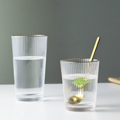 玻璃杯ins風vintage杯子網紅咖啡杯簡約日式豎條紋水杯女清新可愛