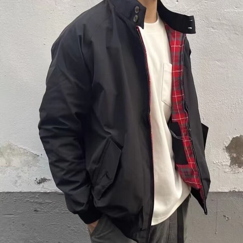 Cross-Border American Retro Harrington British Pilot Jacket Men's Versatile Loose Solid Color Stand Collar Top Coat Trendy