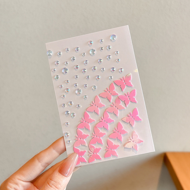 Pequeña niña rendimiento de rendimiento pegatinas coloridas conchas sin pegamento pegatinas faciales aurora perlas decoración facial pegatinas Yiwu al por mayor