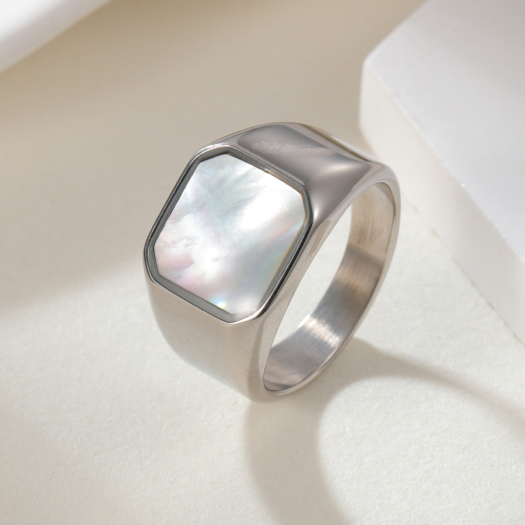 Titanium Steel Material Hip-Hop Vintage Style Solid Color Titanium Steel Plating Men's Rings Men Signet Rings