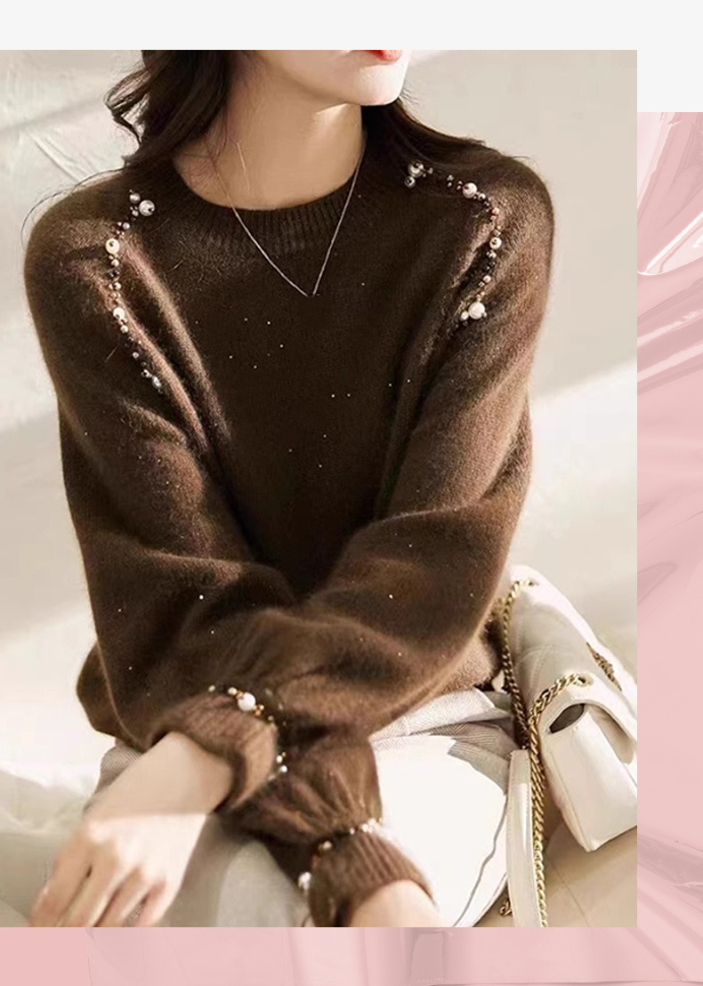 GraceChic GraceChic GraceChic Damenmode-Station 25 Neue europäische Waren Trendy Design Perlenbesetztes Strickoberteil Pullover Basishemd für Damen Herbst_voghion.com