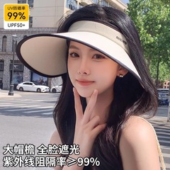 つばの大きい首の保護の日よけの帽子の女性の夏2025新型の紫外線防止の日よけの帽子は車の空の頂の氷の日よけの帽子に乗ります。