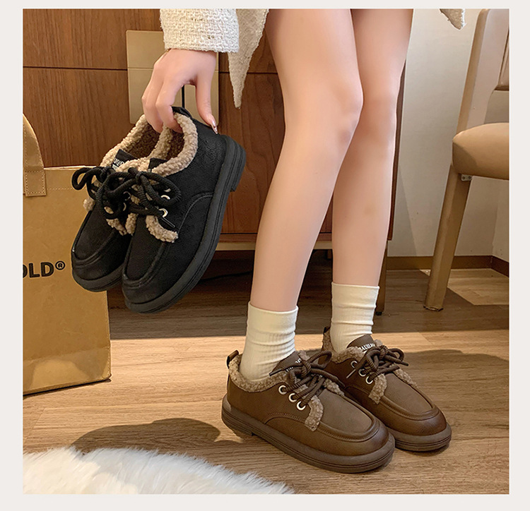 Kleine Lederschuhe im britischen Stil, trendige Winternische für Mädchen, Isolierung aus Baumwollplüsch mit niedrigem Absatz, Außenschuhe mit weicher_voghion.com