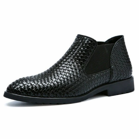3718 Cross-Border Men's Shoes Autum New Leather Shoes Woven Short Boots British Style (Youmei Ruijie Series)