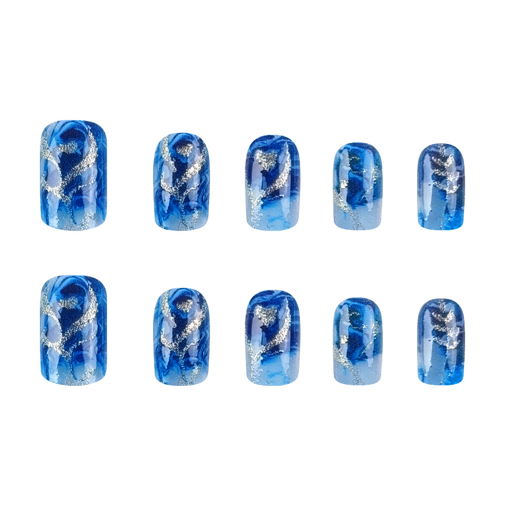 Hot Girl Golden Flash Love Gradient Wear Uña Cross-Border 24 piezas de verano de uñas blanqueadoras parches de uñas de uñas image 5