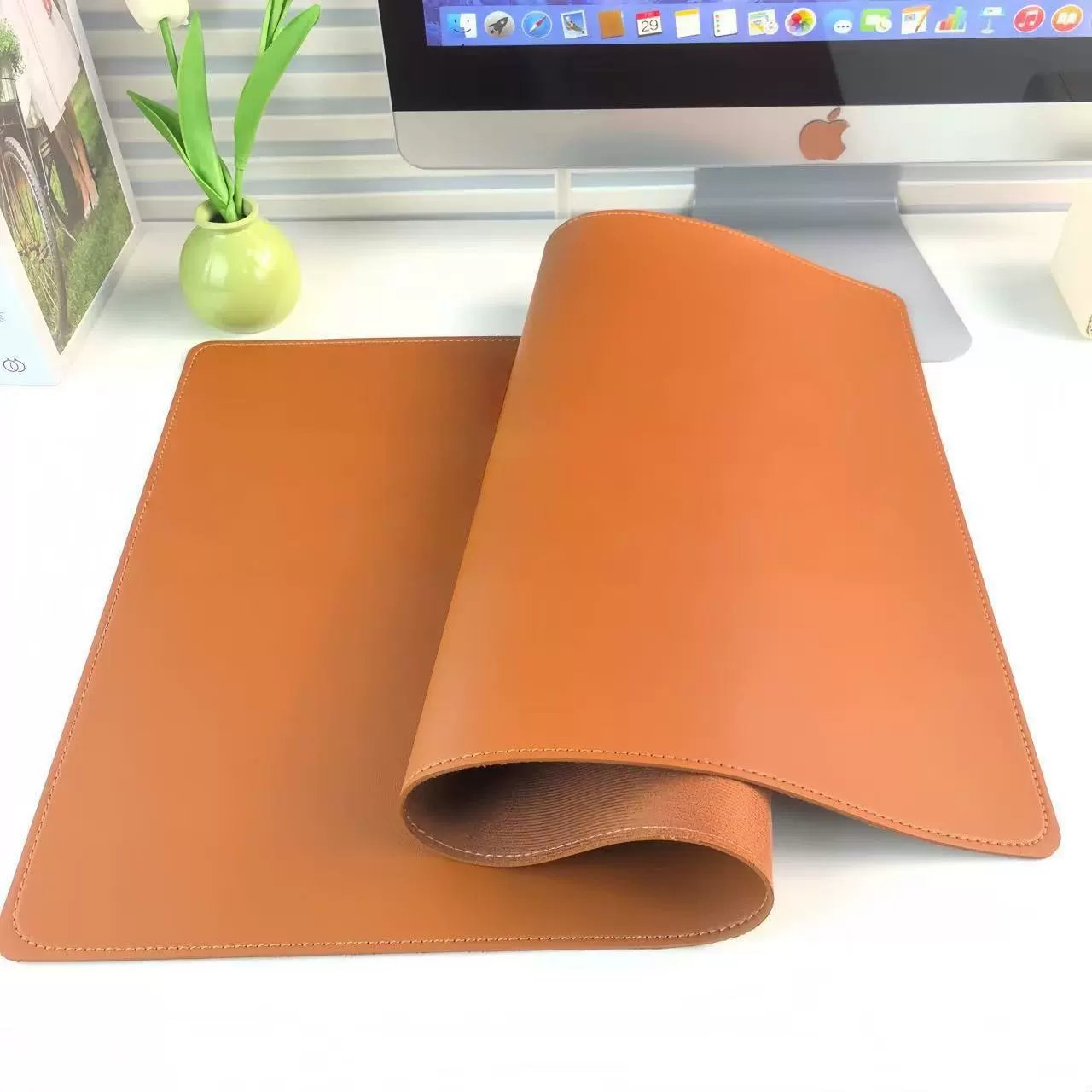 缝线大号鼠标垫笔记本电脑键盘防水电脑桌防油耐脏皮革简约写字