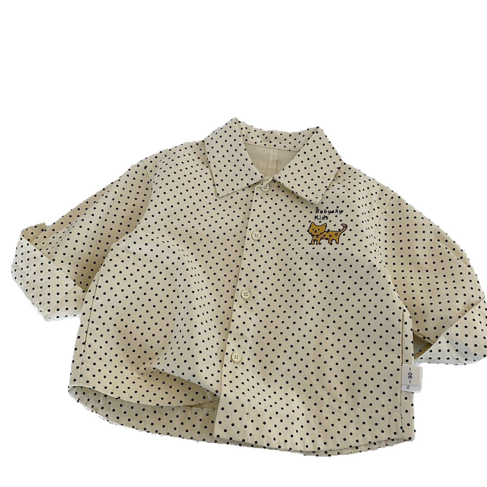 Camisa para niños Maibao 2025 primavera para niños pequeños y medianos top de solapa de lunares primavera y otoño nuevo estilo chaqueta de camisa para niños y niñas