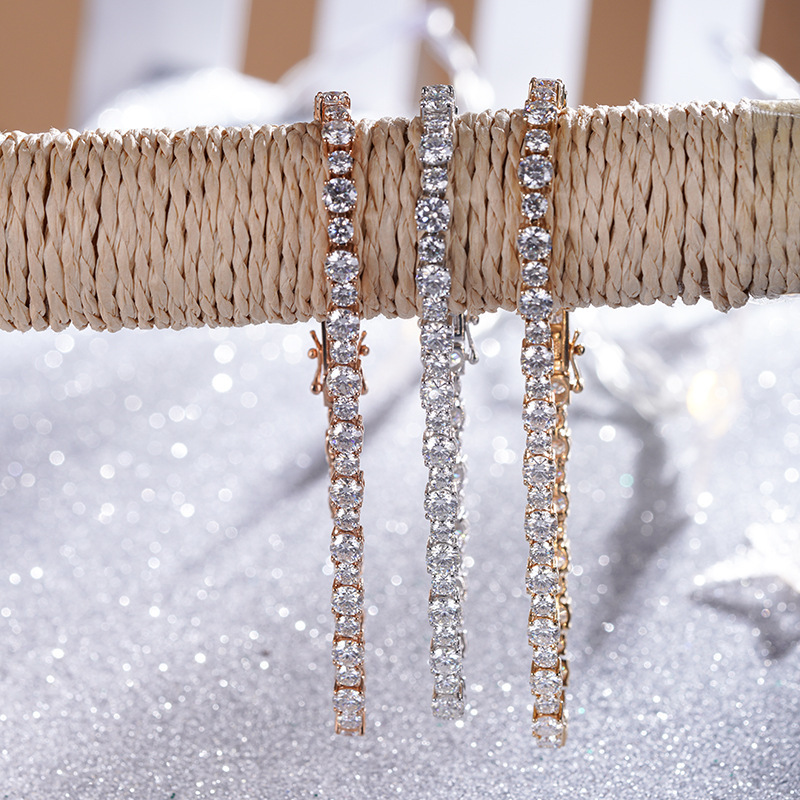 14K Gold Moissanite Bracelet Three-Color White Gold Carat Versatile Trendy Moissanite Bracelet Women's Jewelry