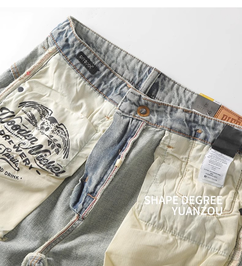 Men's Clothing Men's Mid-Length Distressed Ripped Denim Shorts Summer Retro Washed Muddy Casual Loose Trendy_mkmklike.com