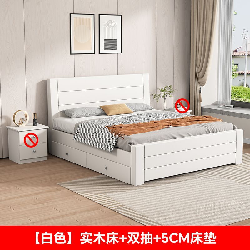 無垢材ベッド モダン シンプル 1.5m ホーム ダブルベッド 1.8m マスターベッドルーム 経済的な賃貸住宅 1m シングルベッド