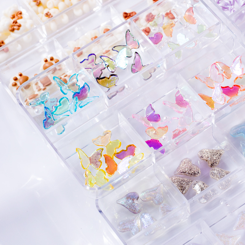 40g Weight Nail Decoration Accessories Nail Supplies 1 Set Quantity Resin Material Cartoon, Heart Shape, Bow Knot Pattern Casual, Sweet Style Manicure Butterfly Ornament Long Boxed Crooked Heart Cartoon Bear Bottoming Drill Christmas Bowknot Nail Ornament Ornament Mixed 6