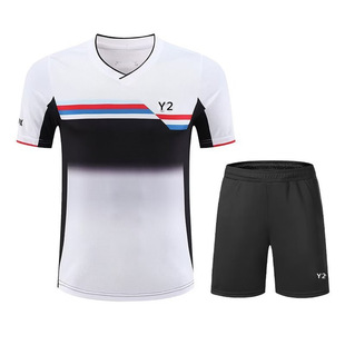 Korean style badminton clothes men's and women's competition clothes gradient color matching quick-drying short sleeve children's student sportswear summer 22075