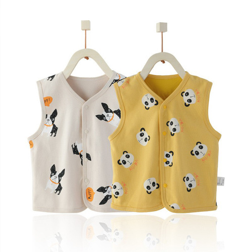 Baby double-layer vest, spring and autumn style, male and female baby vest, cotton winter newborn children's external wearing vest and vest