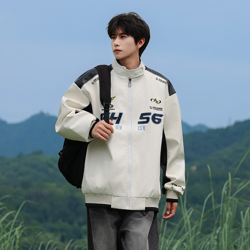 M-8Xl Large Size Pu Leather Jacket Men's Stand Collar Baseball Jacket Pilot Motorcycle Jacket Handsome Waterproof Jacket