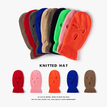 冬季户外骑行包头漏眼睛嘻哈针织帽男士户外保暖加厚保暖毛线帽女