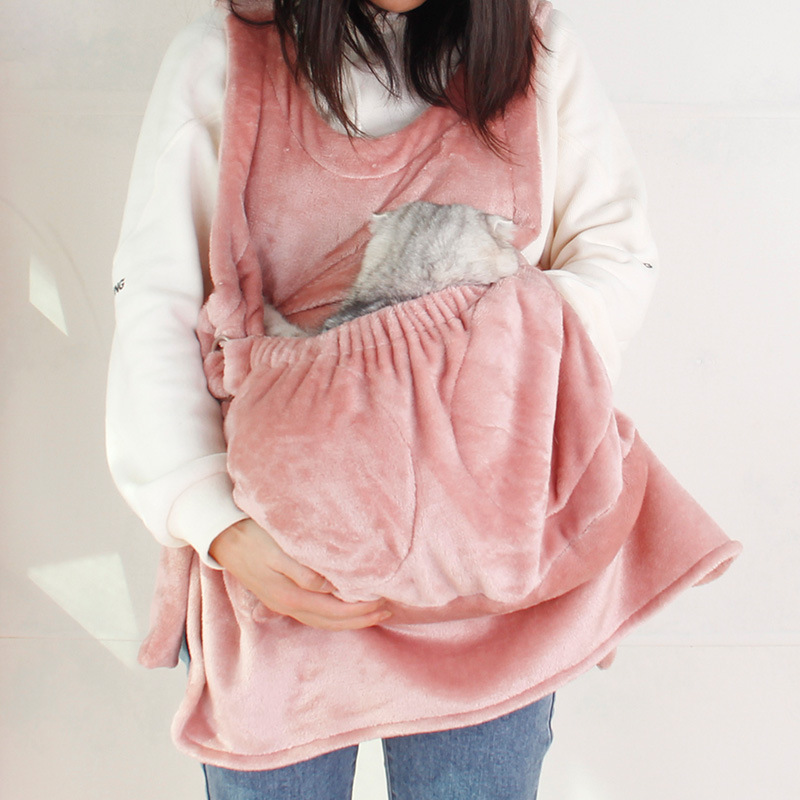 Nido de mascotas máquina de franela de doble cara lavable delantal de gato bolsa de dormir delantal de pecho evitar que la ropa se pegue