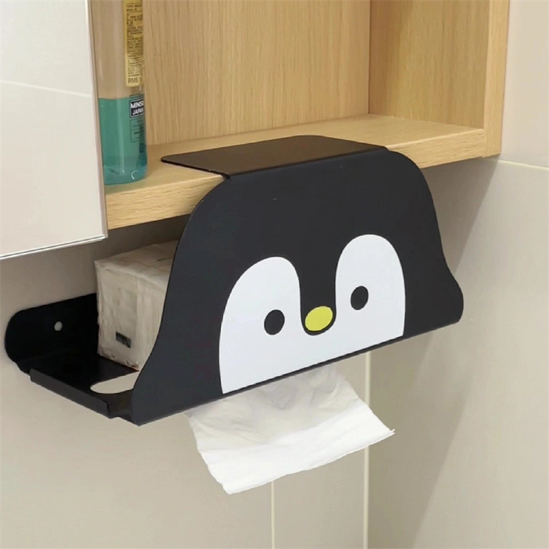 ペンギン洗面タオル収納ケース壁掛け式高颜値トイレ鏡盤下穴なしキッチンティッシュ逆さまケース|undefined
