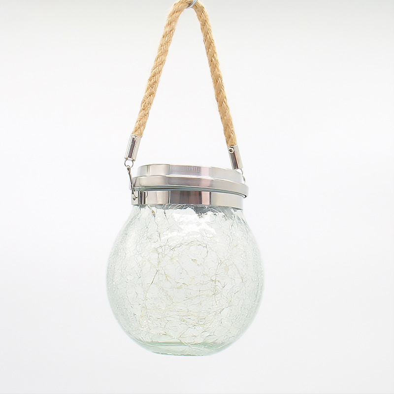 Lámpara solar para exterior/jardín, con efecto de grieta/botella/colgante/deseos, decoración creativa, lámpara de botella Mason navideña