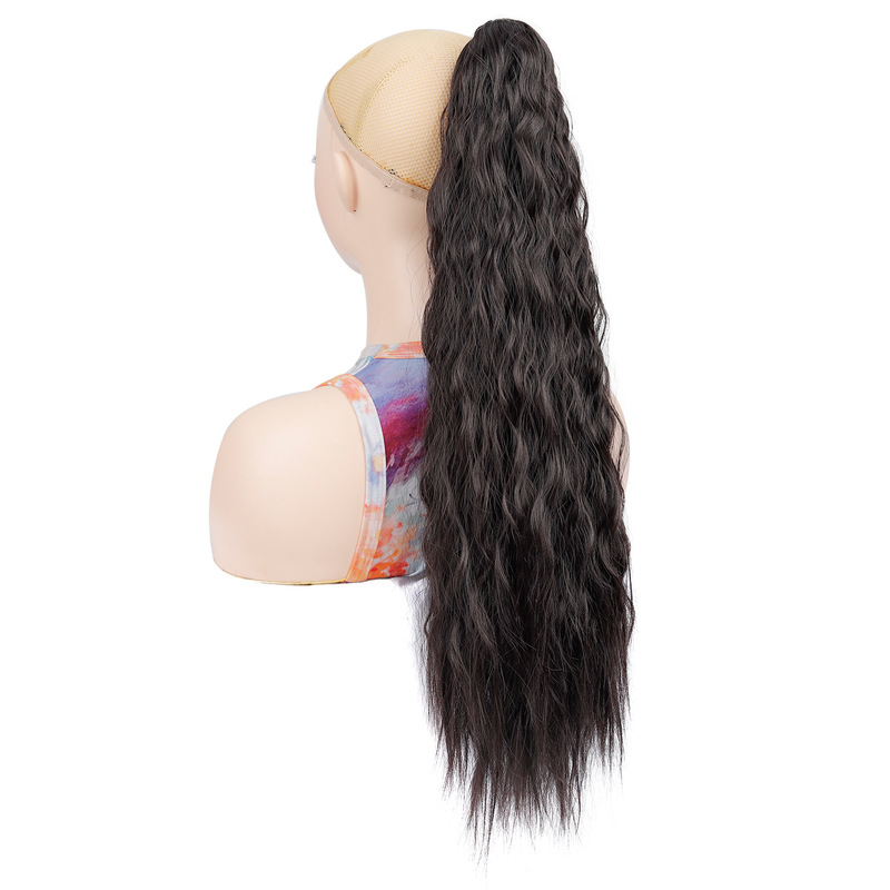 クロスボーダーアフリカコーンパーマロングカーリーヘア化学繊維ウィッグナチュラルクリップオンポニーテールナチュラルウールカーリーハイポニーテール|undefined