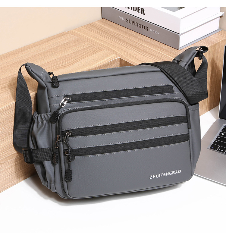 Cross-border men's crossbody bag, PU large-capacity messenger bag, Japanese-style simple functional single-shoulder bag, fashionable and versatile casual bag undefined