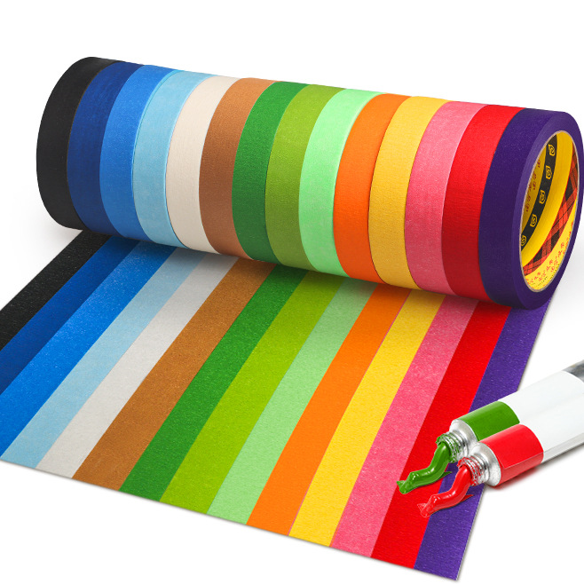 Cinta de papel de textura decorativa de color de alta viscosidad, pintura en aerosol, enmascaramiento, separación de color de arte para niños, cinta de papel de textura de alta temperatura, sin marcas