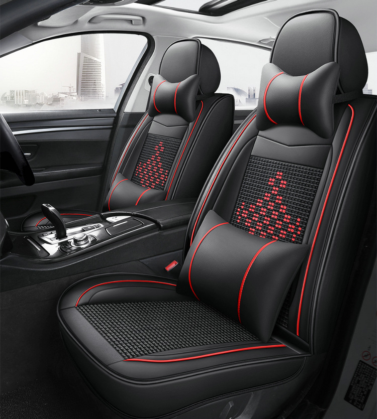 Car Seat Cushion, Universal for All Seasons, Full Leather, New Model Car Cushion, Seat Cover, Ice Silk Nappa Leather Special Seat Cushion Car Cover