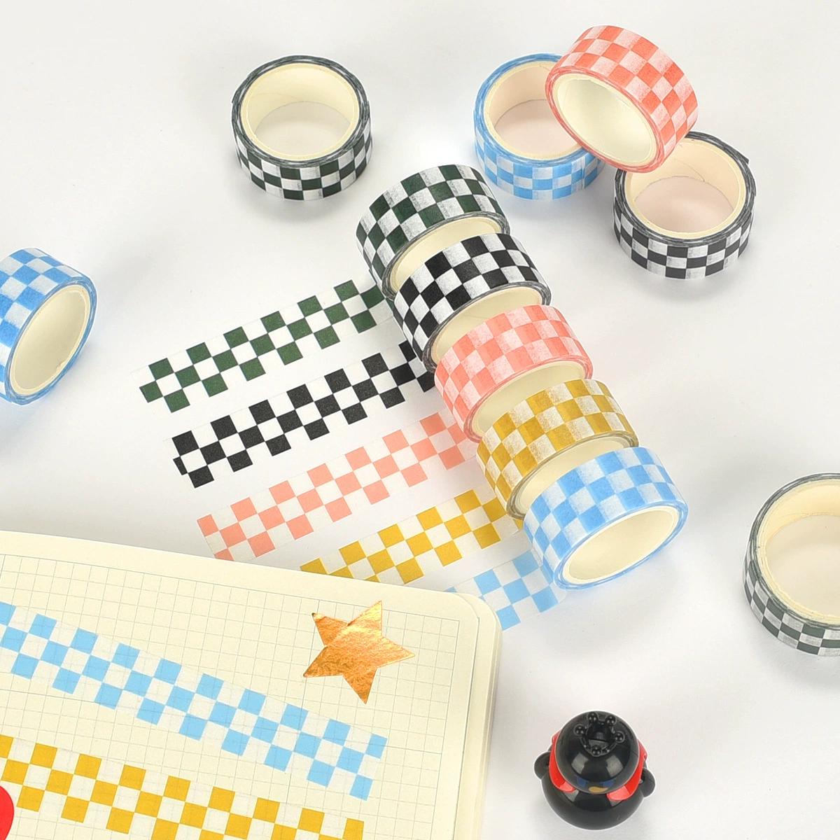 5 рулонов в штучной коробке серии скотч решетка креативные наклейки DIY ручной счет квадраты и бумажная лента