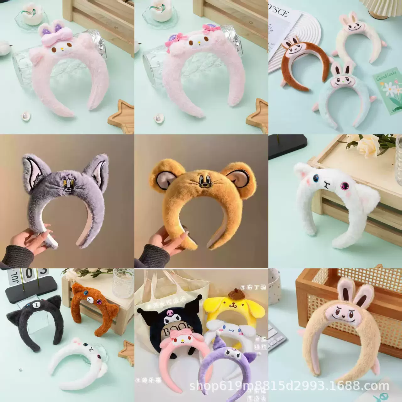 可爱卡通海绵发箍柔软不勒头发箍女洗脸拉布布发箍异瞳猫咪发箍