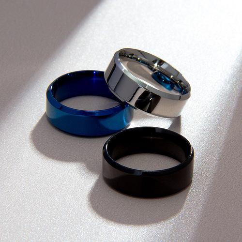 Cross-border European and American old style 8MM glossy stainless steel men's ring simple fashion jewelry factory jewelry wholesale