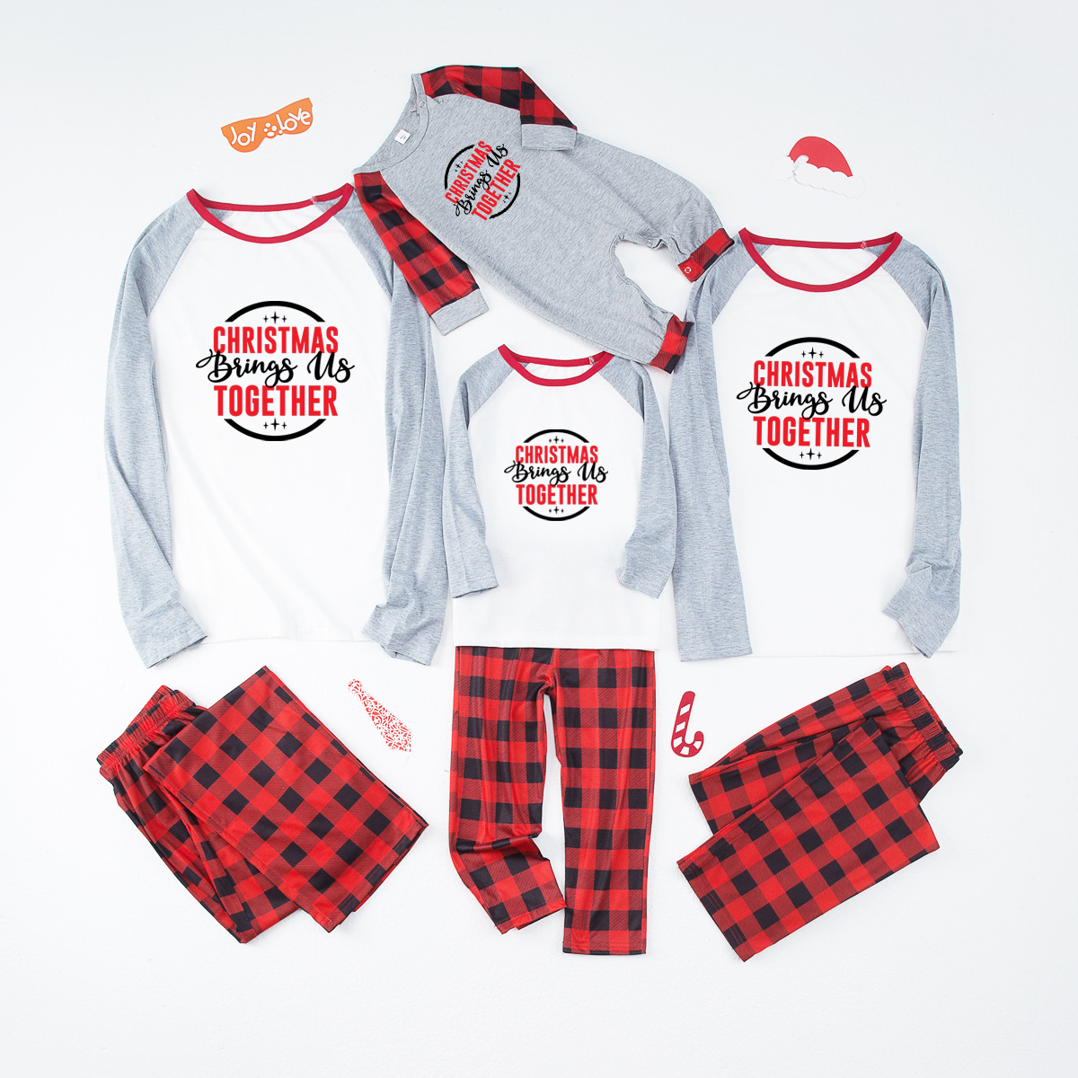 Fashion Letter Plaid Polyester Printing Pants Sets Family Matching Outfitspicture4