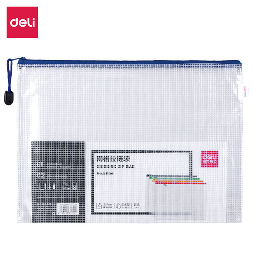 Deli transparent zipper bag document bag plastic mesh bag a4 briefcase zipper bag information bag storage bag wholesale