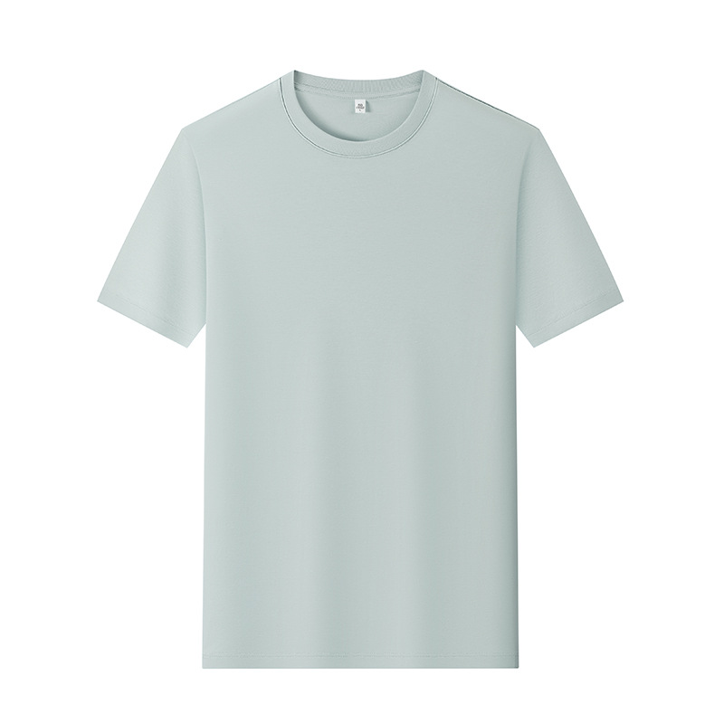 80 hombres de hombro recto, lujo ligero, alta calidad, color sólido, media manga, camiseta de manga corta, algodón de caballo, camiseta para hombres, personalización de verano