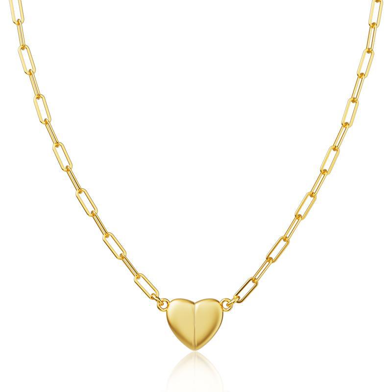 Heart Magnet Pendant Necklace For Women Stainless Steel Chain_voghion.com