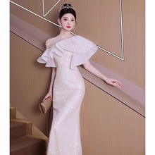 晚礼服裙女轻奢小众高端高级感主持人法式鱼尾重工party端庄大气