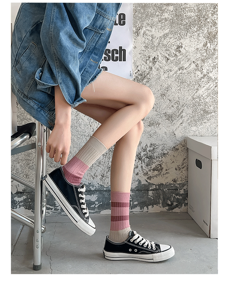 Unisex Casual Color Block Cotton Crew Socks A Pair display picture 1