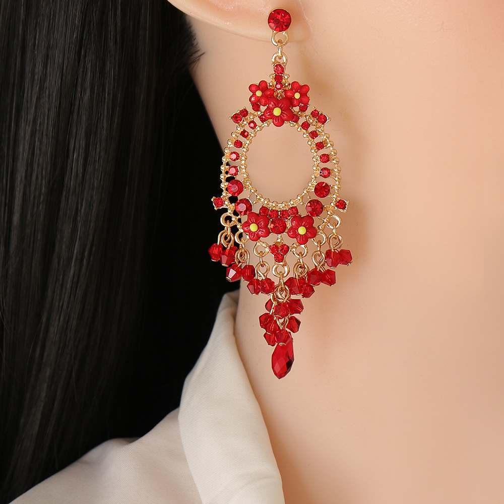 Fashion Rhinestone Long Carved Bohemian Alloy Earrings Wholesale display picture 19