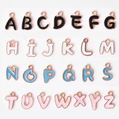 マルチカラーセット 26 両面油滴合金英字 DIY ブレスレットイヤリングブランドアクセサリー卸売クラフト