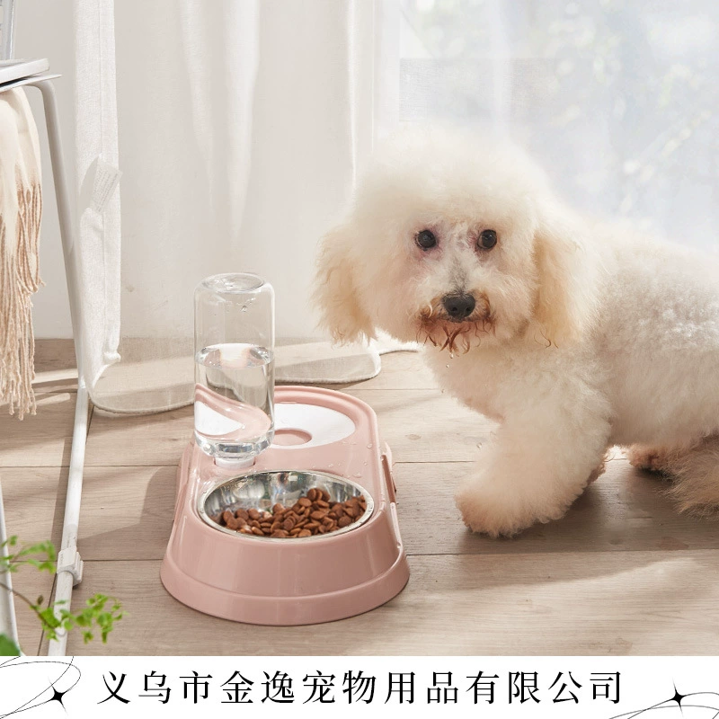 Нержавеющая сталь Pet Bowl Автоматическое продолжение воды Двойная миска милая миска с едой Автоматическая питьевая вода не мокрый рот, содержащая бутылку миска для домашних животных