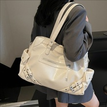 韩版小众超酷机车包女包2025新款潮流大容量托特包多口袋单肩斜挎