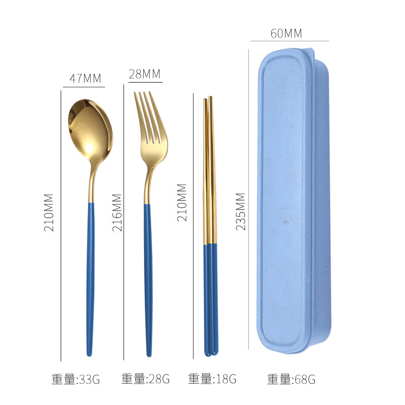 ステンレスポルトガル携帯食器三点セット学生ピクニック便利箸スプーンセットアマゾン爆金|undefined