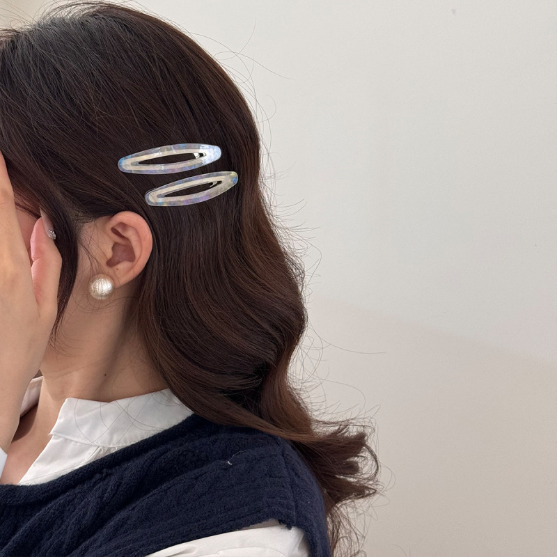 少女边夹简约BB夹椭圆醋酸一字夹甜美侧边发卡刘海碎发夹子头饰品|undefined