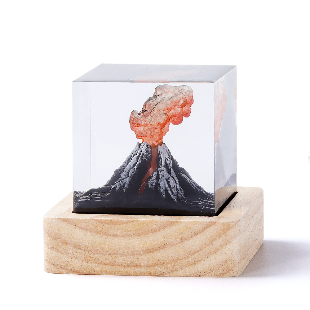 Healing Jurassic Volcanic Eruption Desktop Creative Office Small Ornaments Home Bedroom Nightlight Birthday Gift