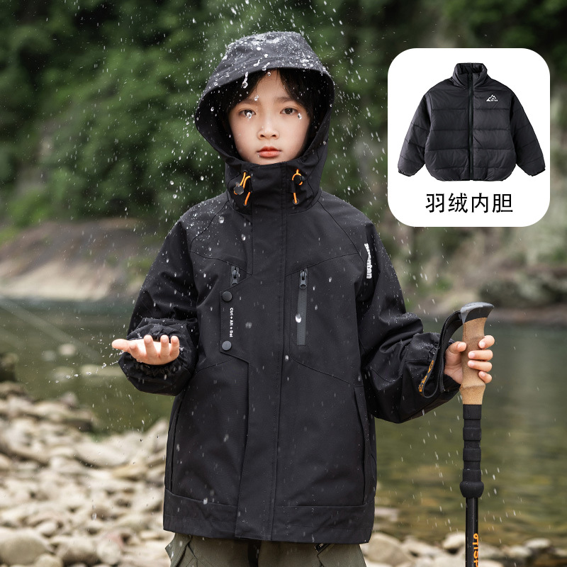 Primavera y otoño 3 - en - 1 chaqueta de asalto para niños de otoño impermeable chaqueta a prueba de viento para niñas de otoño y invierno chaqueta desmontable