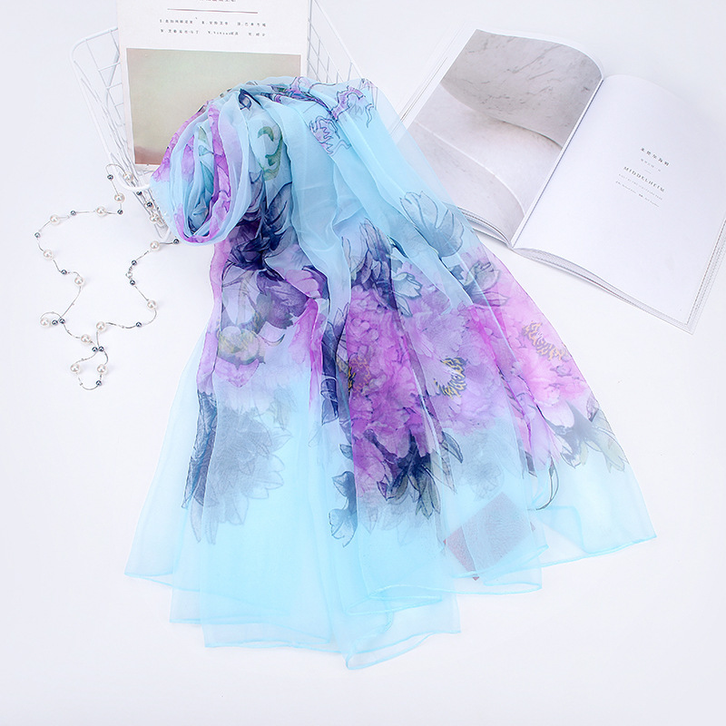 Long silk scarf made beach towel shawl scarf sunscreen thin scarf scarf scarf foreign style travel essential wholesale