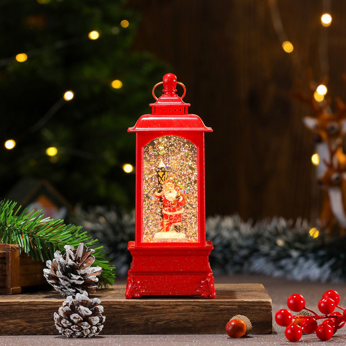 Nueva música de Navidad nieve inyección de agua TV lámpara de noche lámpara de aceite lámpara de caballo decoración de regalos image 34