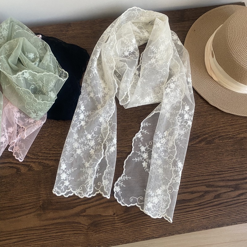 Buñuelo de bordado de encaje de color sólido de mujer decoración multifuncional buñuelo largo buñuelo de seda artístico coreano