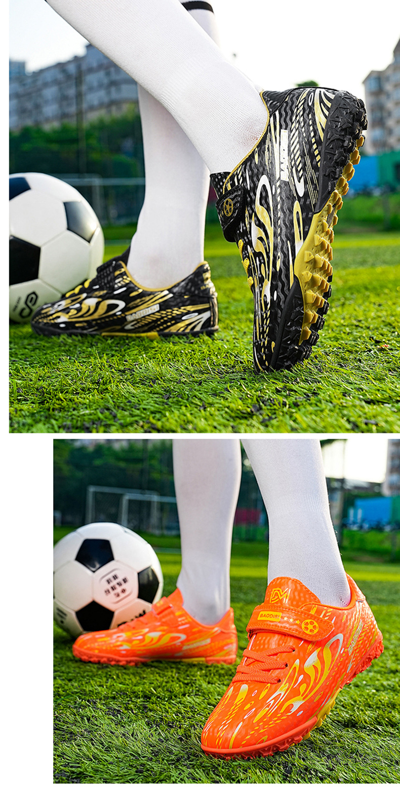 Calcio con nastro magico transfrontaliero per ragazzi e ragazze, scarpe per bambini, scarpe da calcio lunghe con chiodi professionali per studenti delle scuole elementari_voghion.com